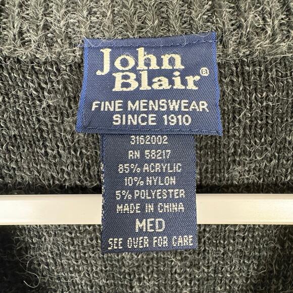 John Blair Quality Menswear Sz Med Gray Men’s Acrylic Blend Button Up Cardigan - Picture 5 of 7